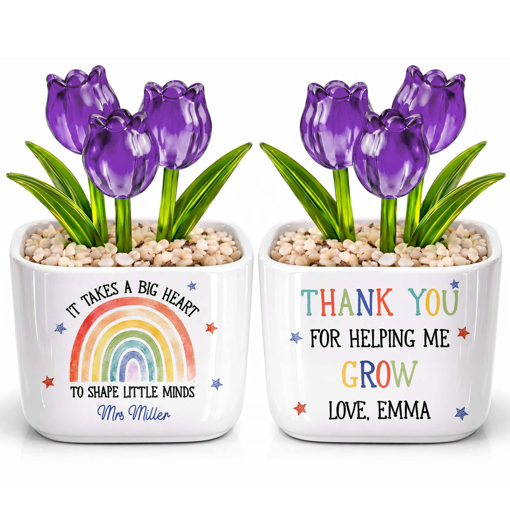 Personalized Glass Tulip Flowers Custom Name Gift for Teacher Glass Tulip GradoCreations