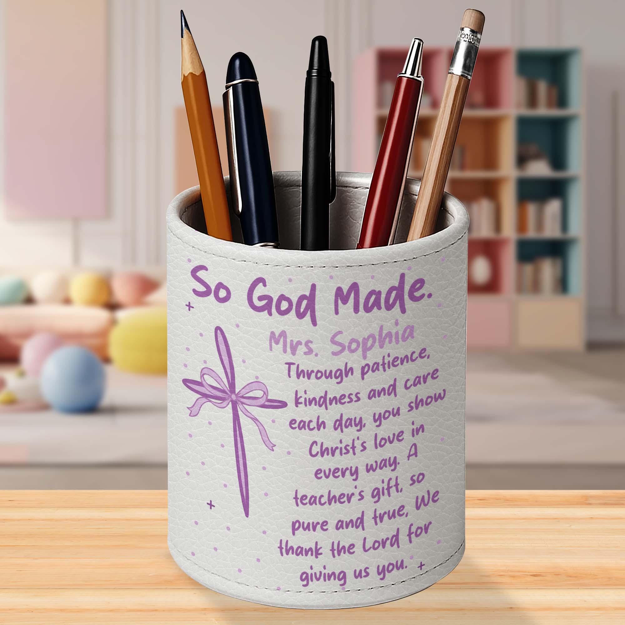 Personalized PU Leather Pen Holder Custom Name Gift for Teacher Pen Holders GradoCreations