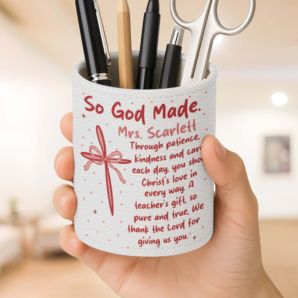 Personalized PU Leather Pen Holder Custom Name Gift for Teacher Pen Holders GradoCreations