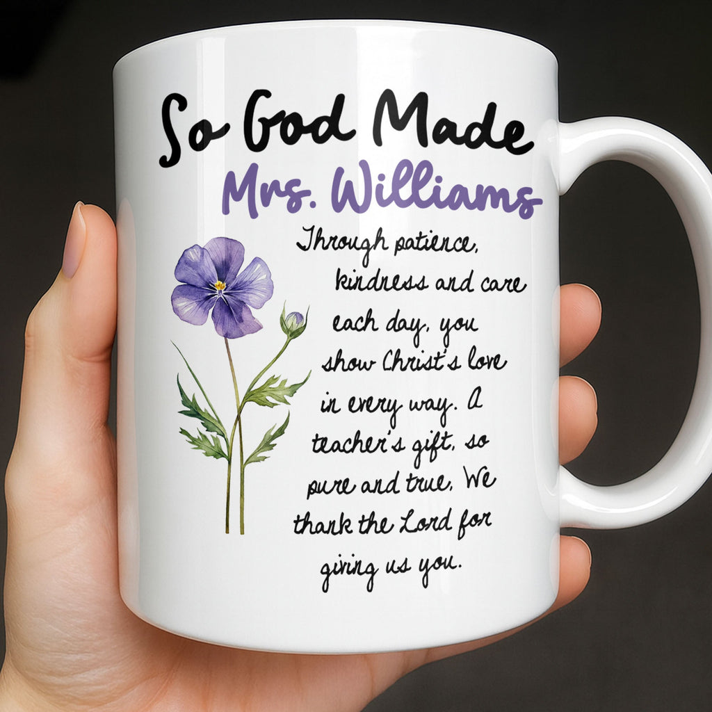 Personalized Birth Month Flowers Coffee Mug Gift for Teacher Edge-to-edge Mug GradoCreations