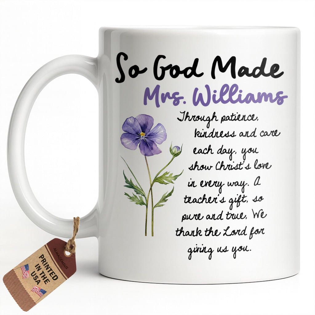 Personalized Birth Month Flowers Coffee Mug Gift for Teacher Edge-to-edge Mug GradoCreations