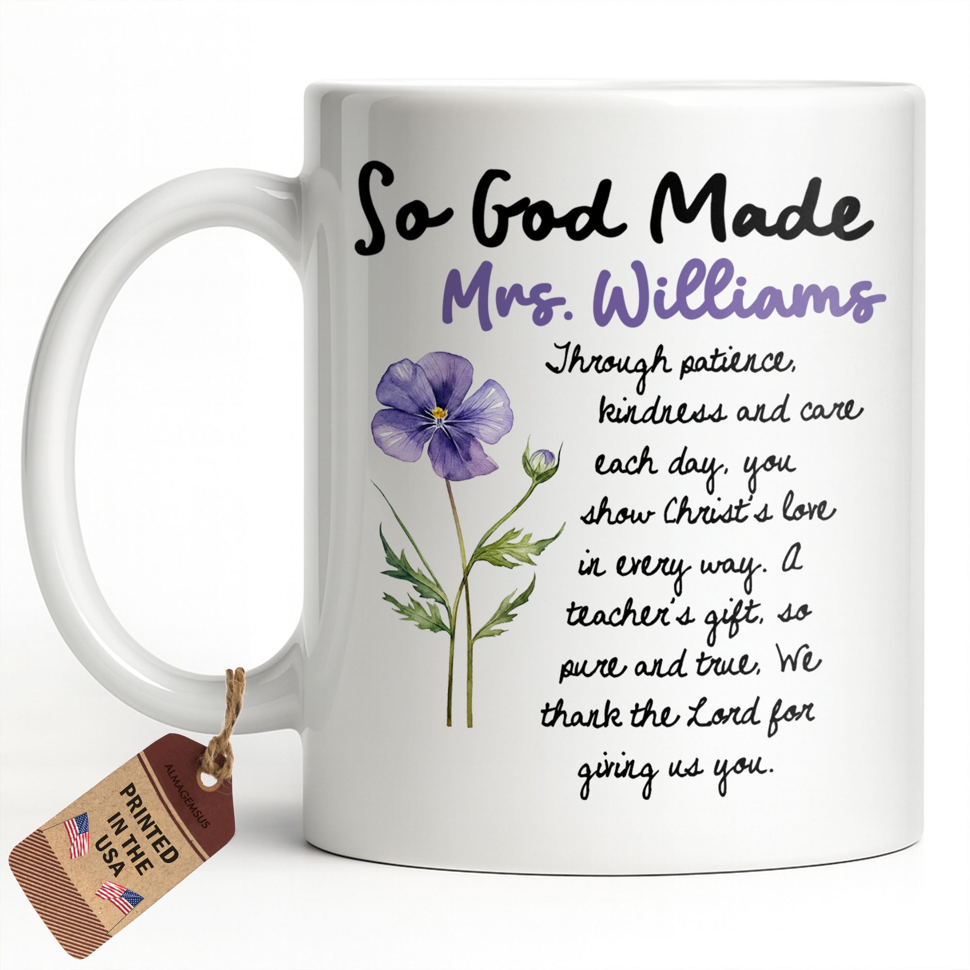 Personalized Birth Month Flowers Coffee Mug Gift for Teacher Edge-to-edge Mug GradoCreations