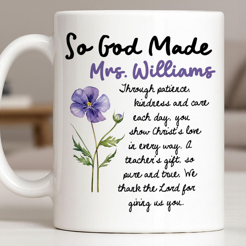 Personalized Birth Month Flowers Coffee Mug Gift for Teacher Edge-to-edge Mug GradoCreations