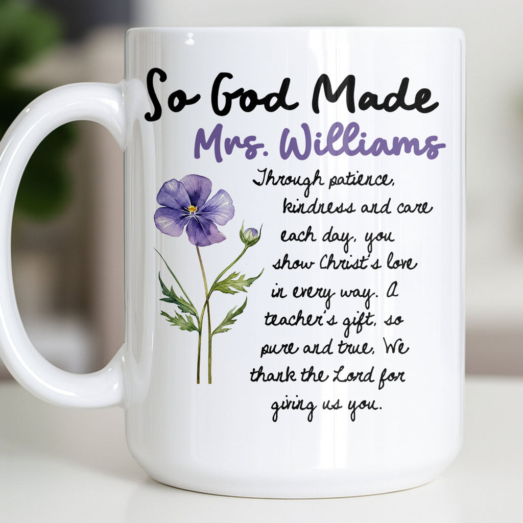 Personalized Birth Month Flowers Coffee Mug Gift for Teacher Edge-to-edge Mug GradoCreations