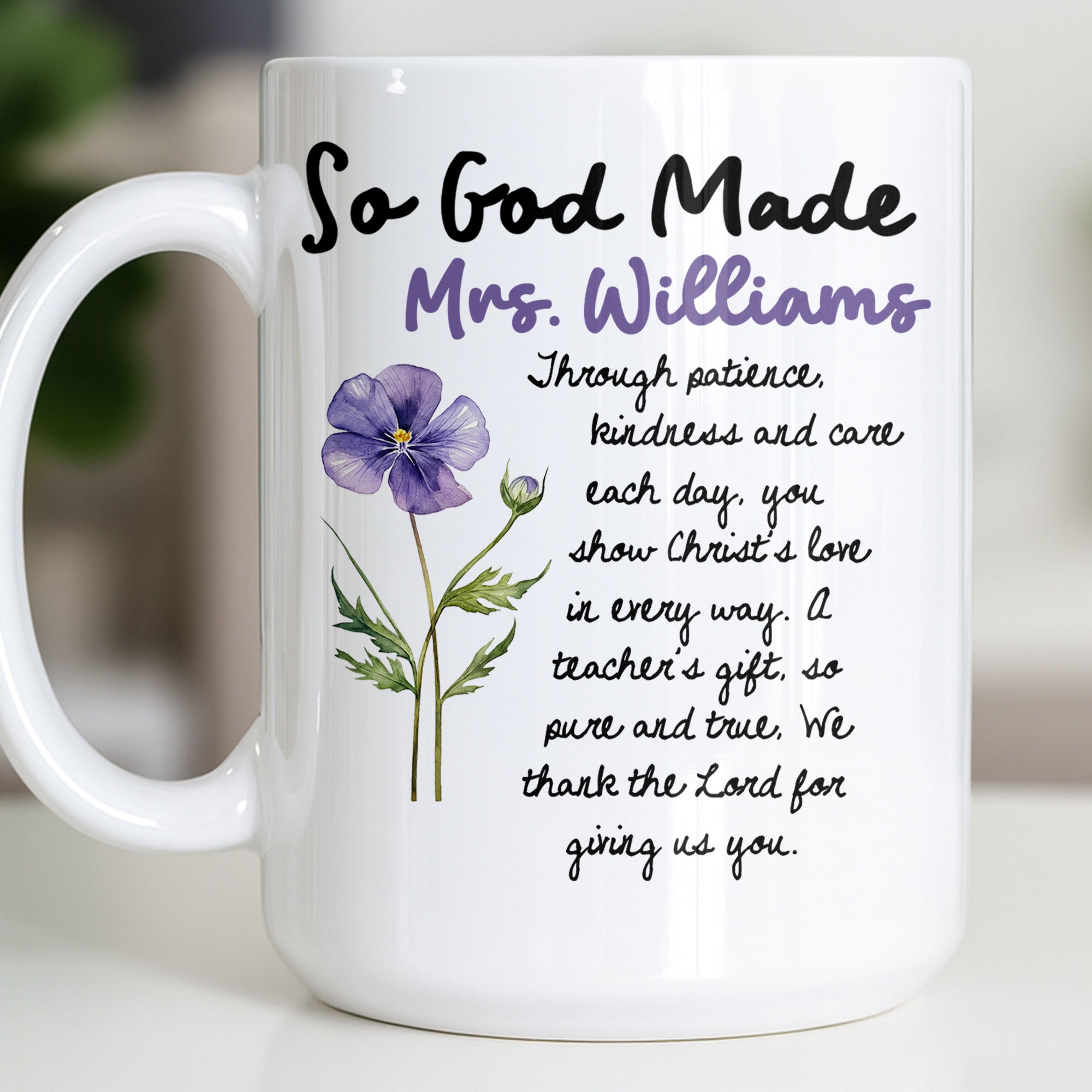 Personalized Birth Month Flowers Coffee Mug Gift for Teacher Edge-to-edge Mug GradoCreations