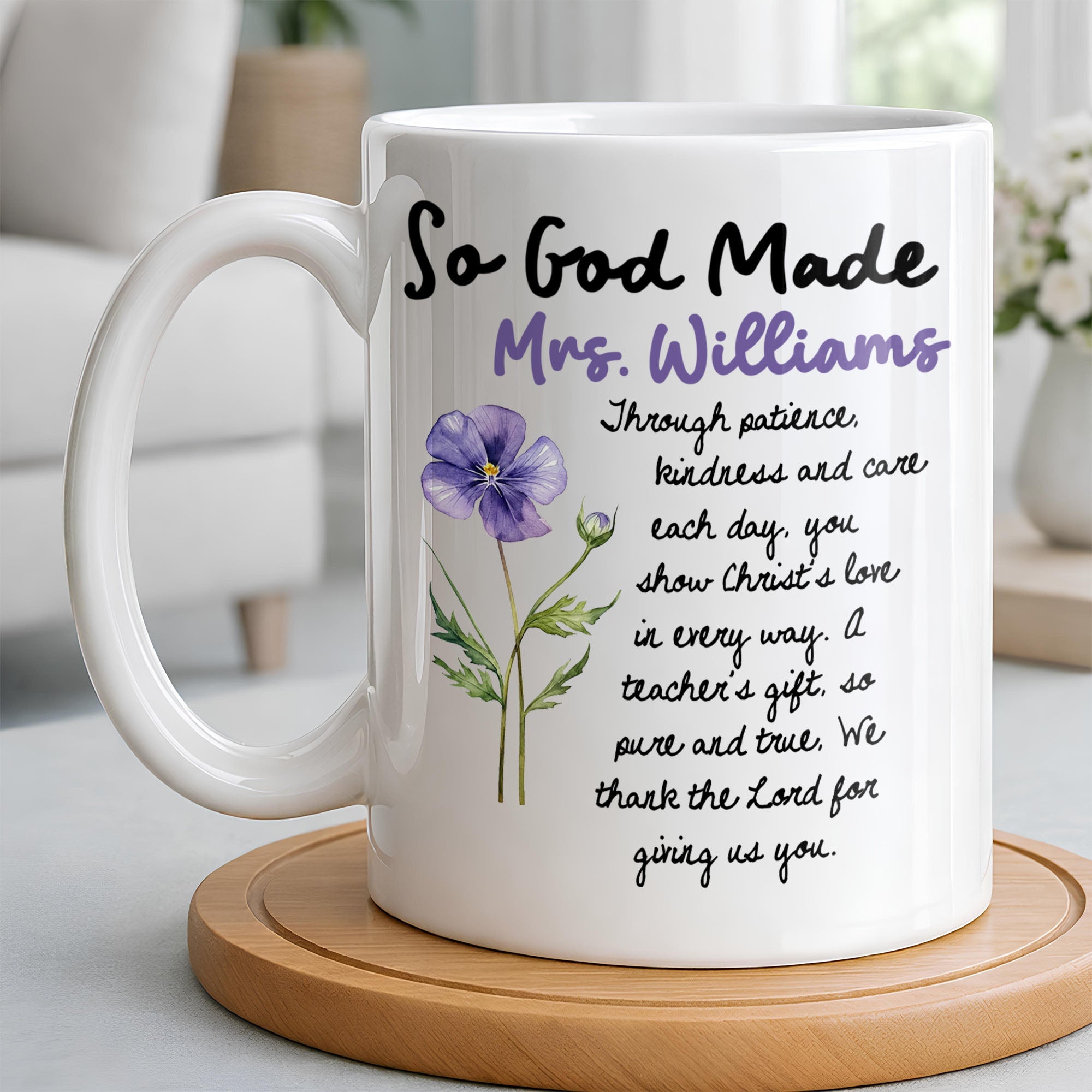 Personalized Birth Month Flowers Coffee Mug Gift for Teacher Edge-to-edge Mug GradoCreations