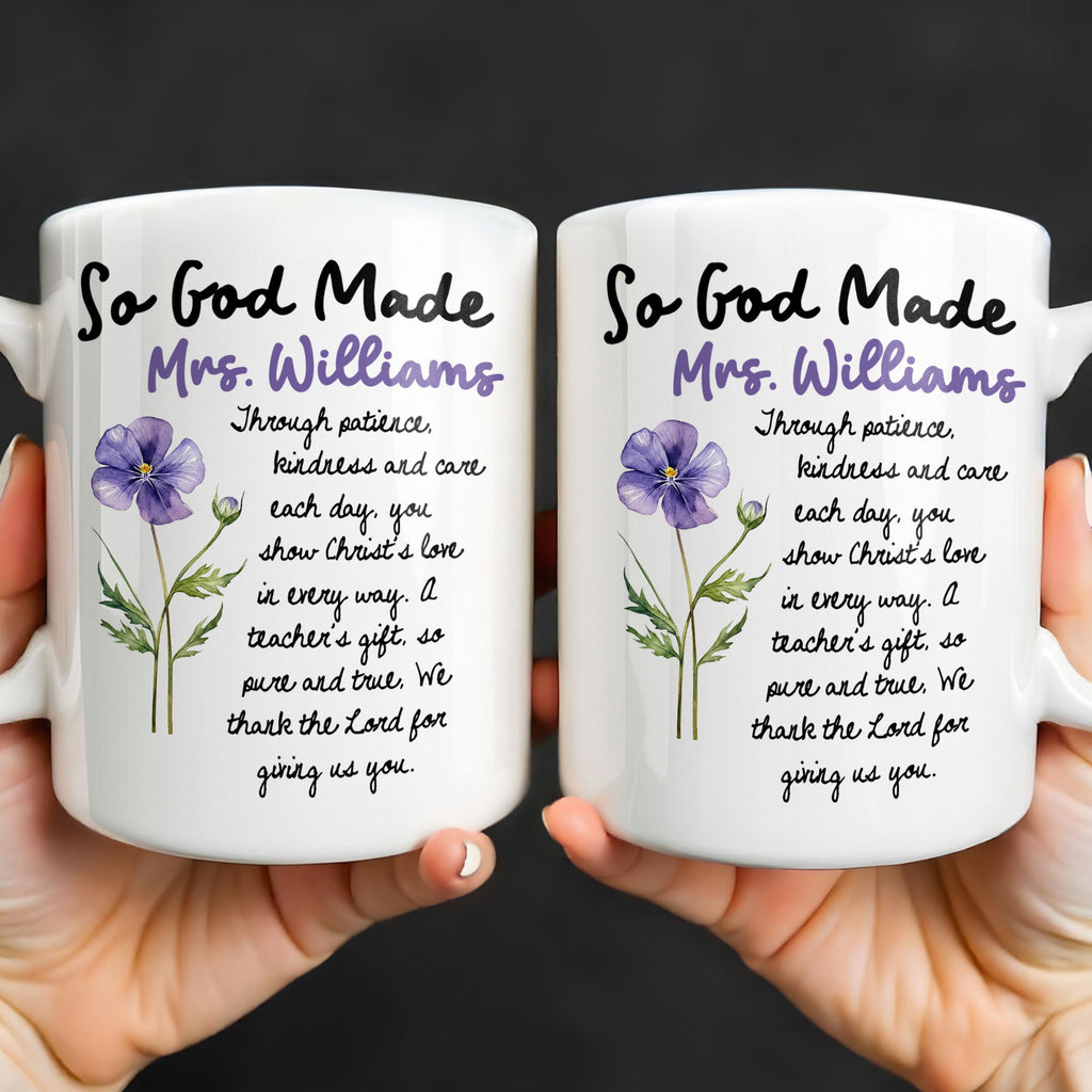 Personalized Birth Month Flowers Coffee Mug Gift for Teacher Edge-to-edge Mug GradoCreations