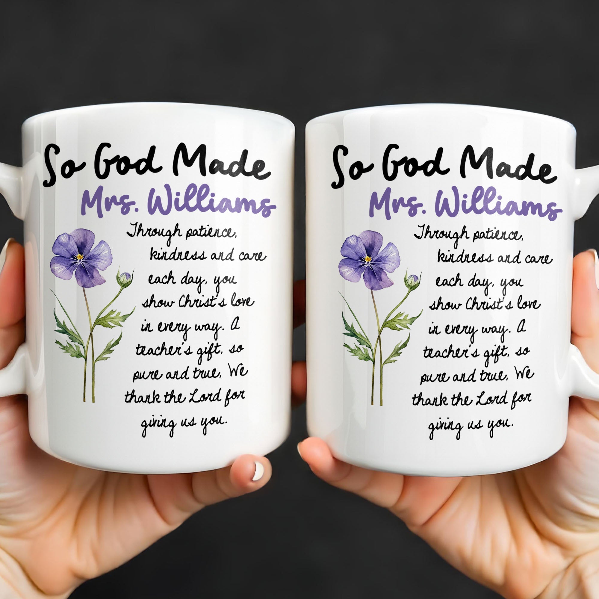 Personalized Birth Month Flowers Coffee Mug Gift for Teacher Edge-to-edge Mug GradoCreations