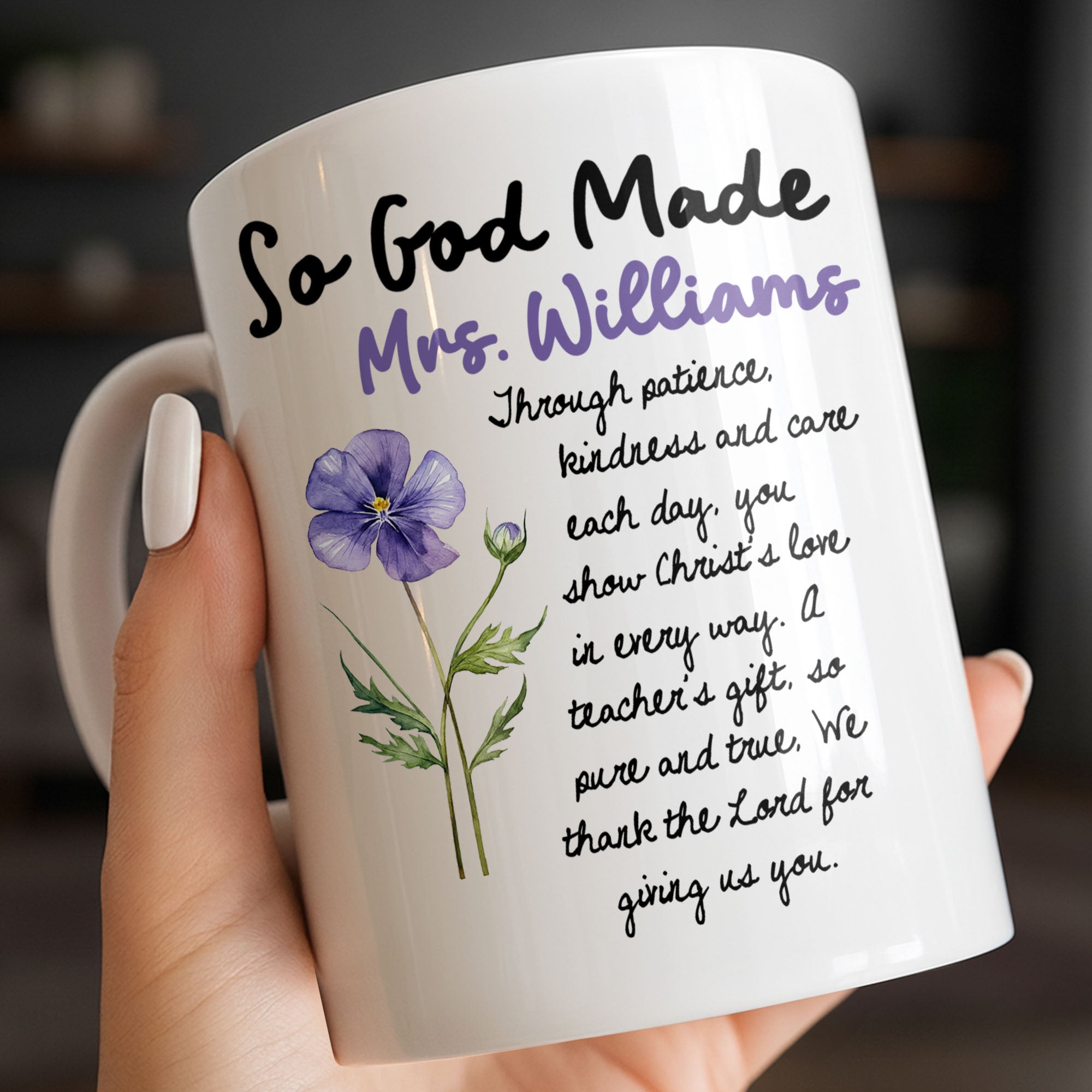 Personalized Birth Month Flowers Coffee Mug Gift for Teacher Edge-to-edge Mug GradoCreations