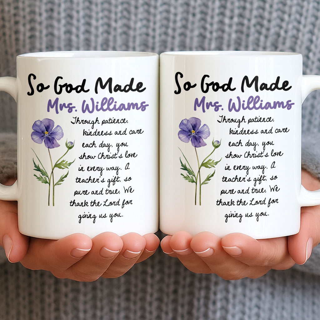 Personalized Birth Month Flowers Coffee Mug Gift for Teacher Edge-to-edge Mug GradoCreations