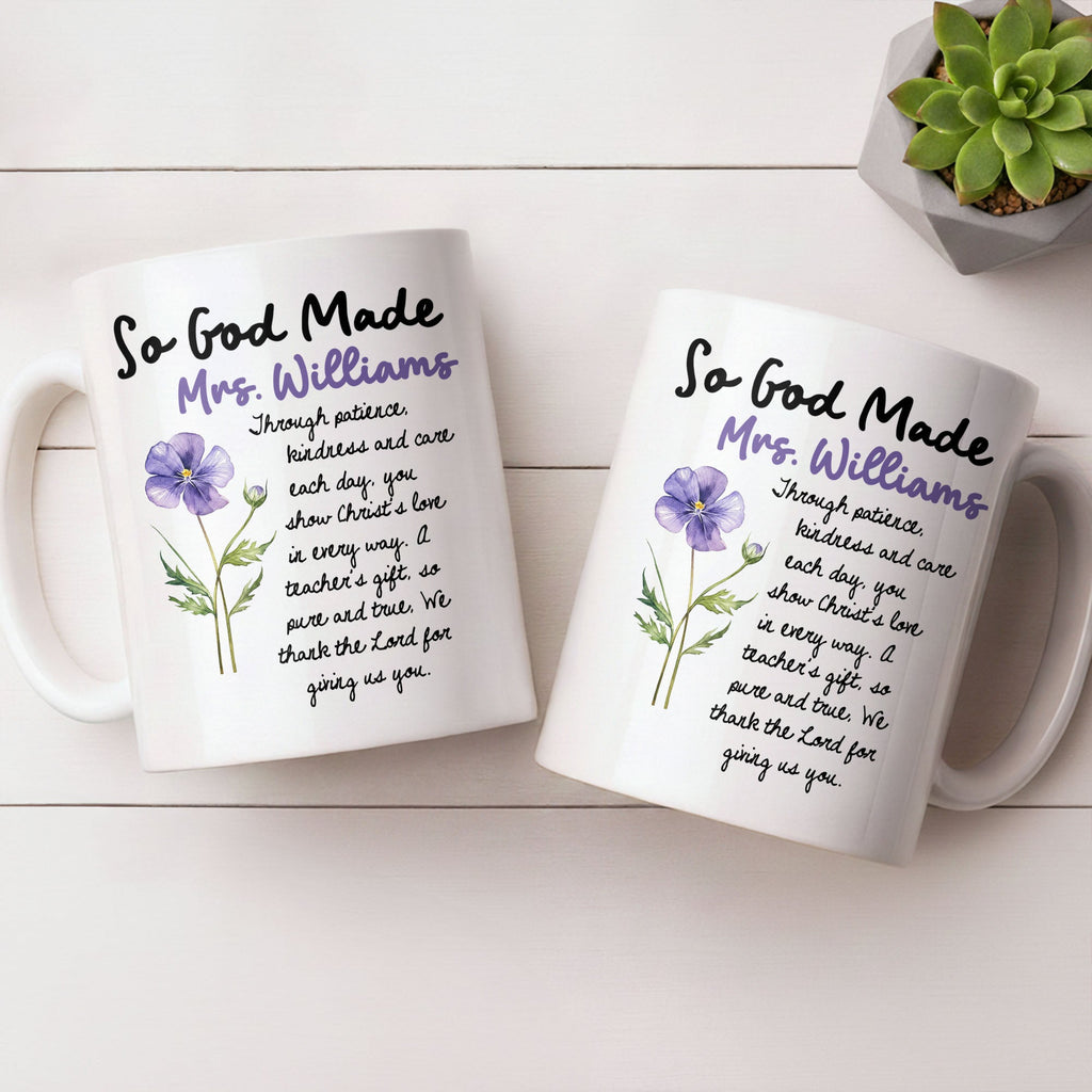 Personalized Birth Month Flowers Coffee Mug Gift for Teacher Edge-to-edge Mug GradoCreations