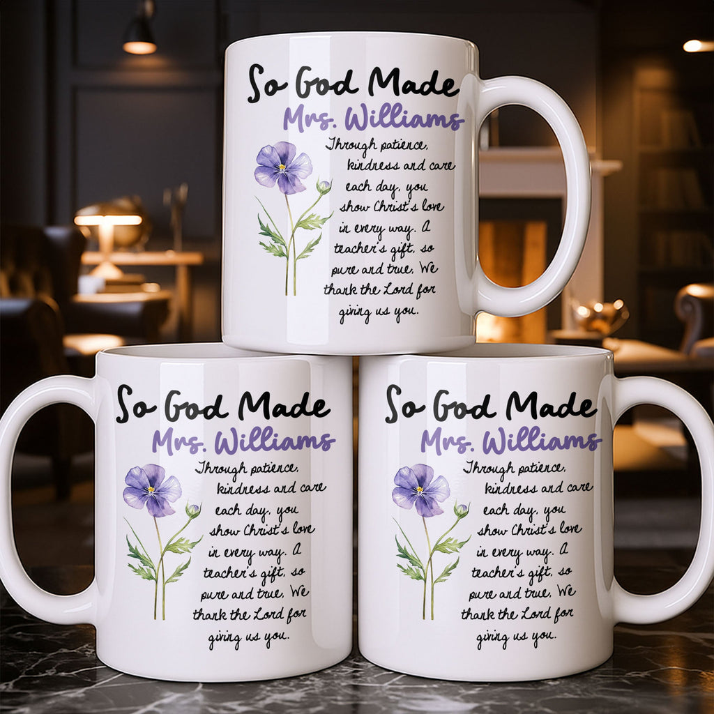 Personalized Birth Month Flowers Coffee Mug Gift for Teacher Edge-to-edge Mug GradoCreations