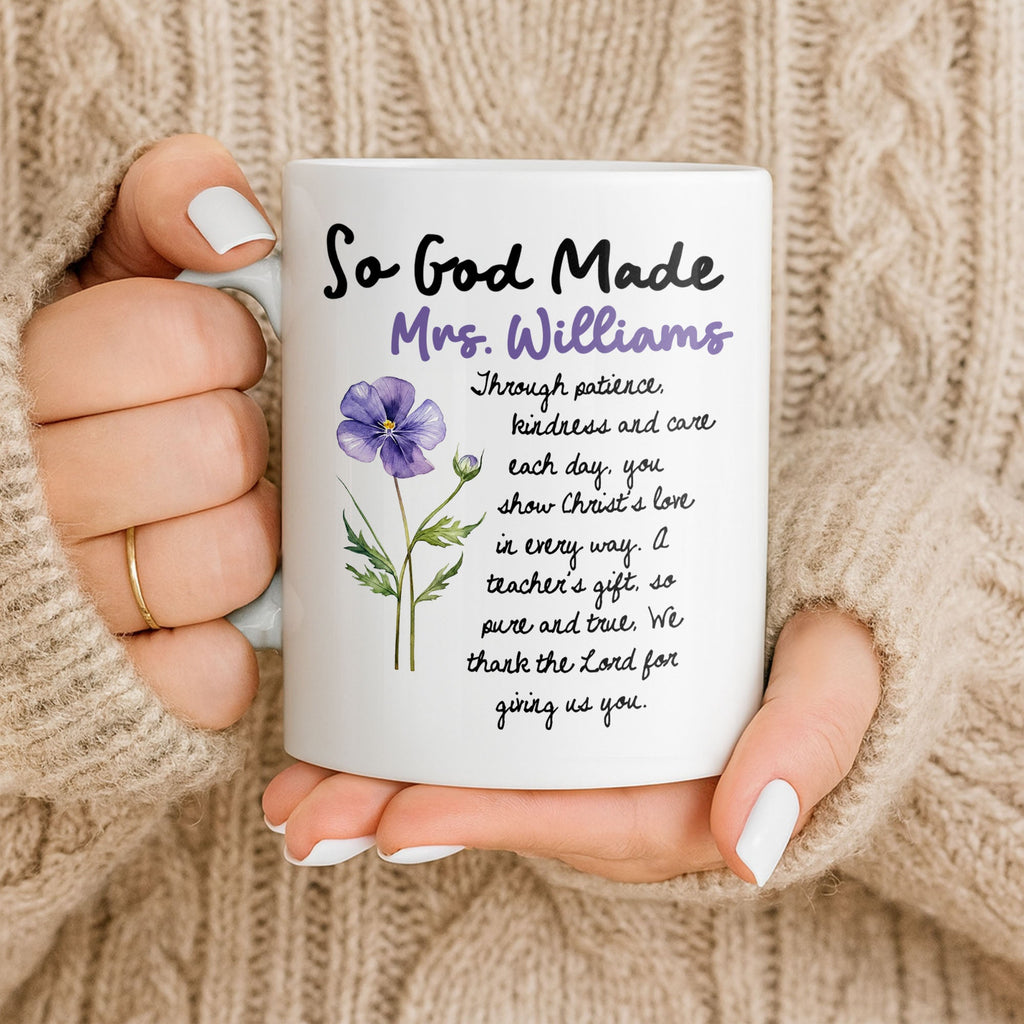 Personalized Birth Month Flowers Coffee Mug Gift for Teacher Edge-to-edge Mug GradoCreations