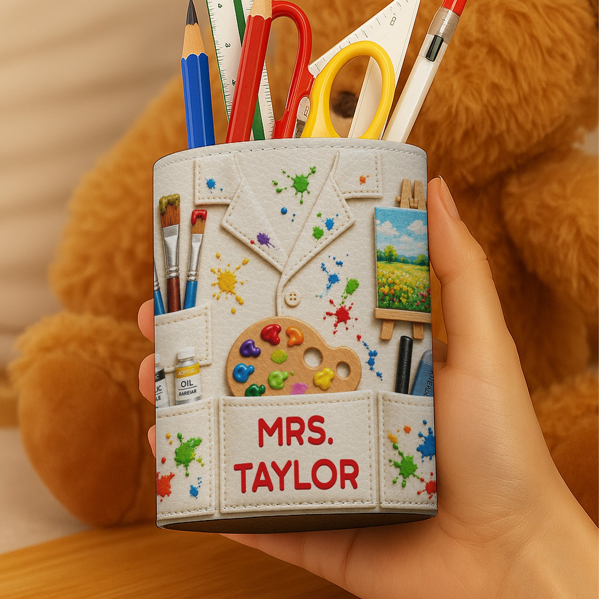 Personalized Leather Pen Holder with Custom Teacher Name Gift Pen Holders GradoCreations