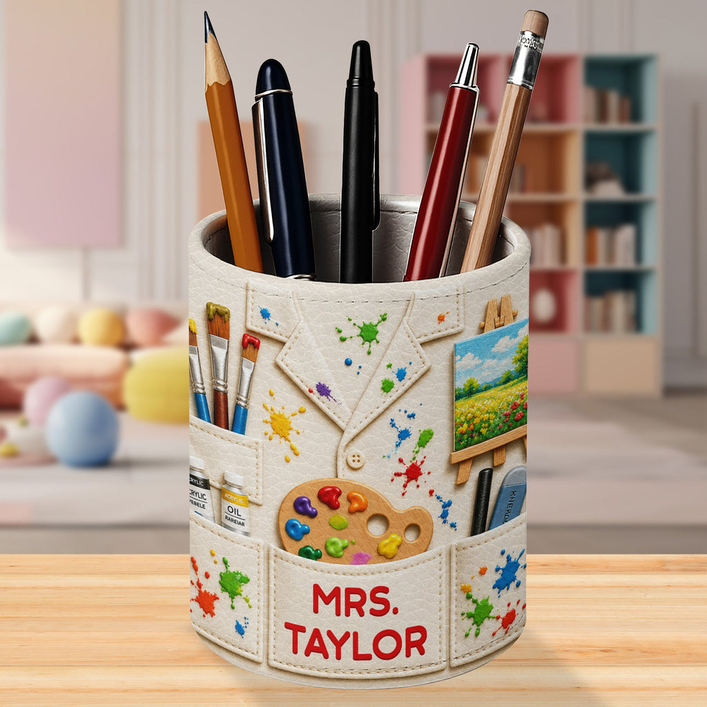 Personalized Leather Pen Holder with Custom Teacher Name Gift Pen Holders GradoCreations