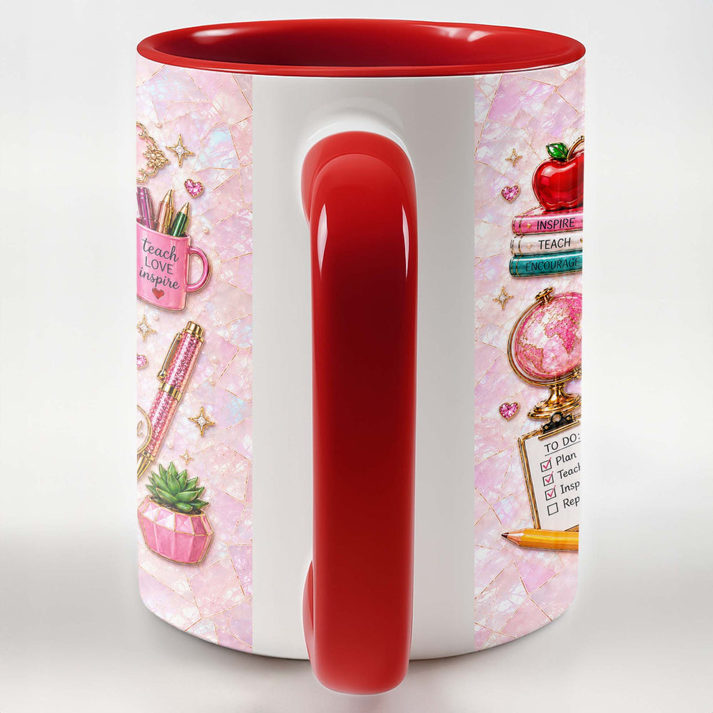 Personalized Teacher Mug Custom Name Apple Globe Gift Idea Accent Mug GradoCreations