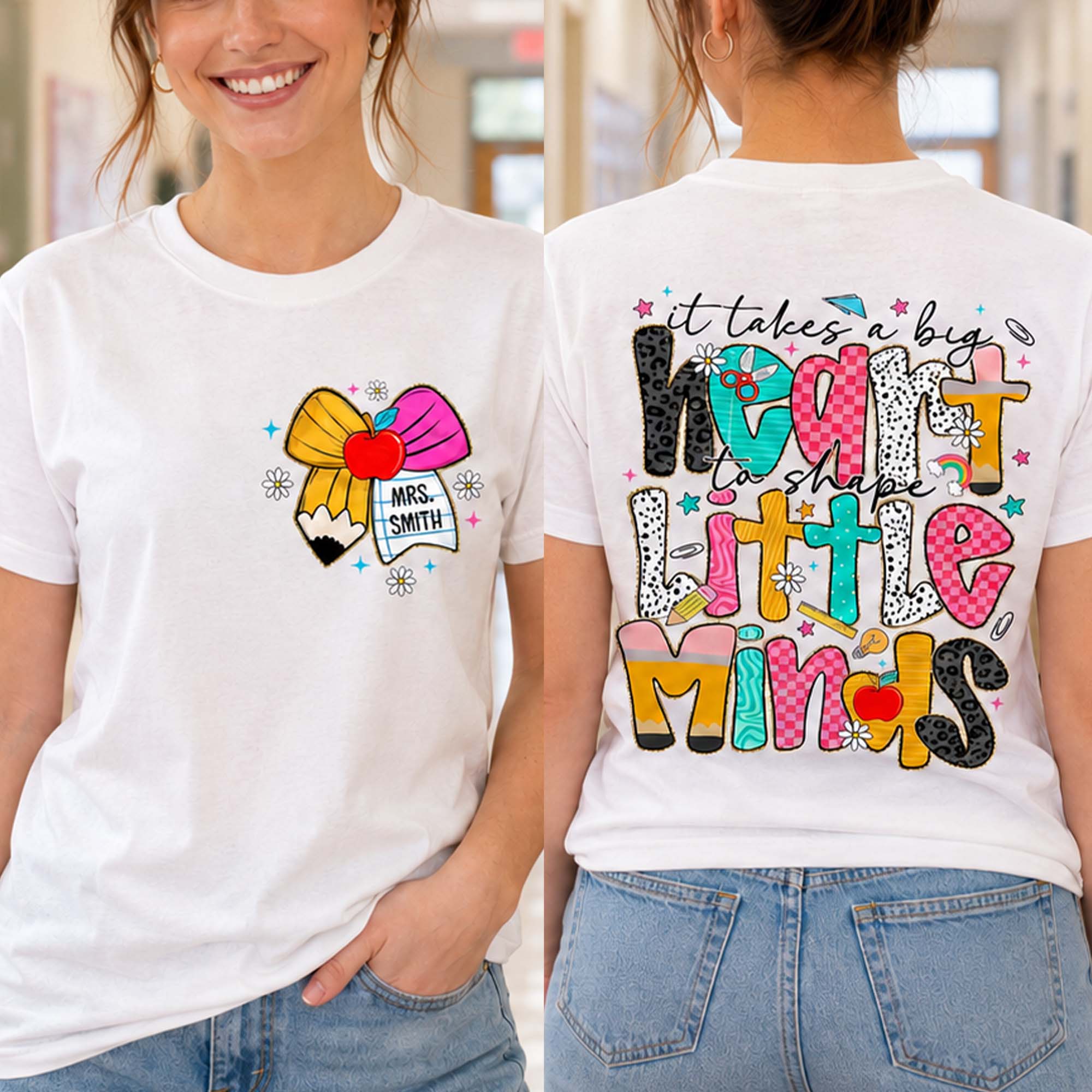 Personalized Teacher T-Shirt Custom Front Back Design Gift T-Shirt Font and Back GradoCreations