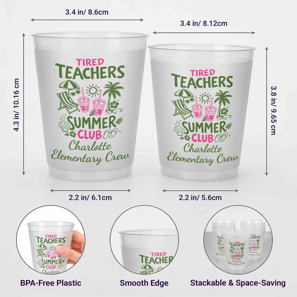 Personalized Frosted Cups with Beach Chair & Palm Tree Gift for Teachers Frosted Cups GradoCreations