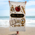 Personalized Beach Towel Custom Name 3D Apple Teacher Gift Beach Towels GradoCreations