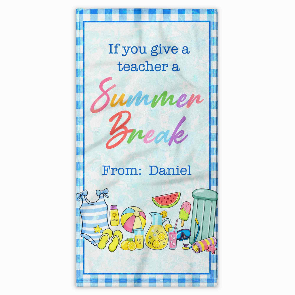 Personalized Teacher Beach Towel Custom Name Gift for Summer Beach Towels GradoCreations