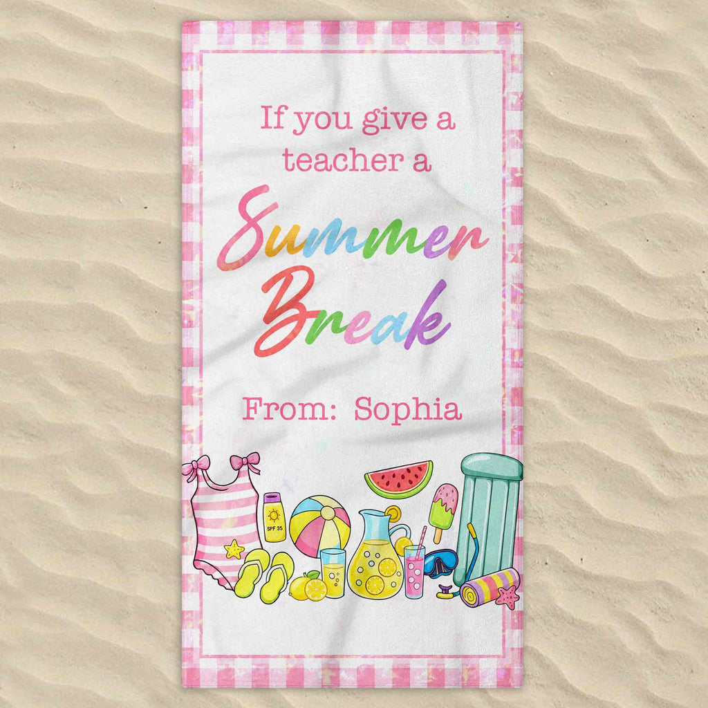 Personalized Teacher Beach Towel Custom Name Gift for Summer Beach Towels GradoCreations