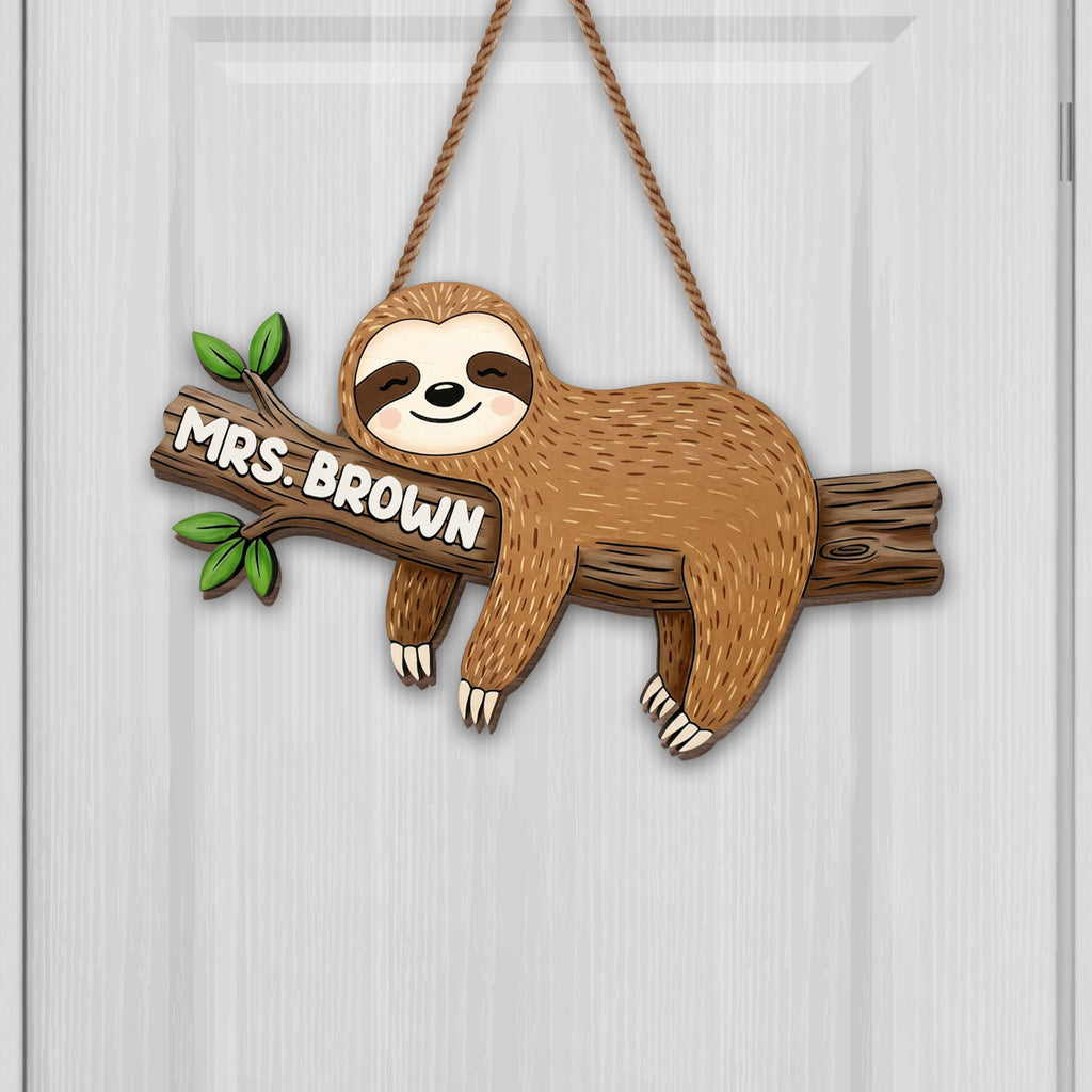 Personalized Sloth Wood Sign Custom Name Gift for Teacher Wood Sign GradoCreations