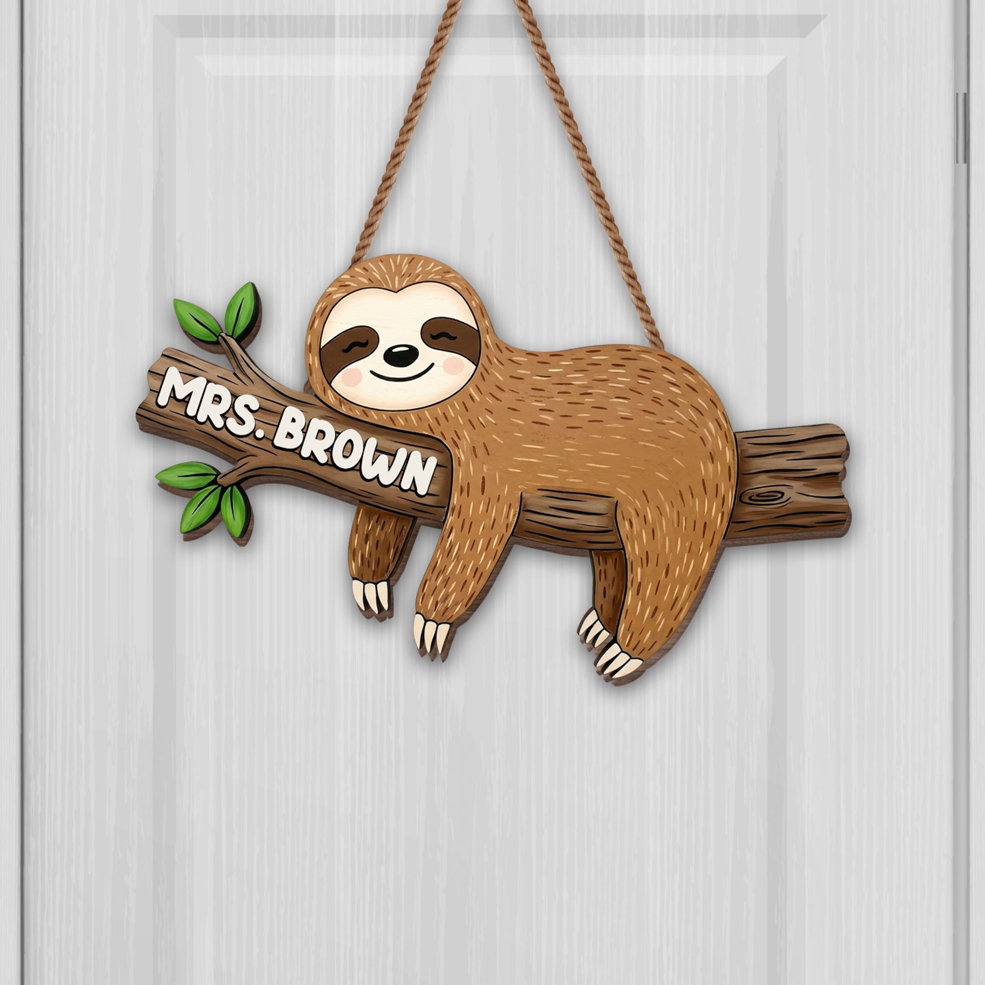 Personalized Sloth Wood Sign Custom Name Gift for Teacher Wood Sign GradoCreations