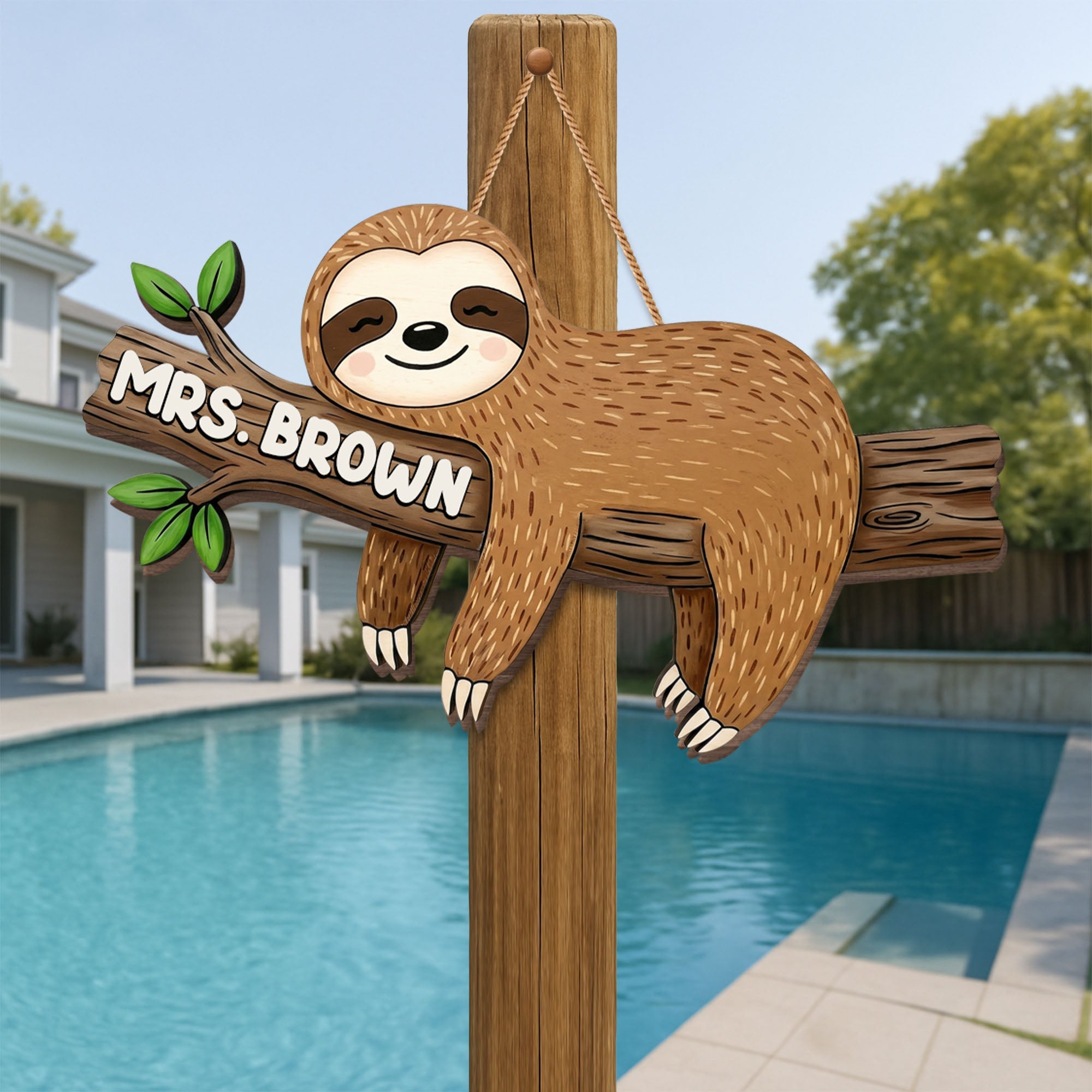 Personalized Sloth Wood Sign Custom Name Gift for Teacher Wood Sign GradoCreations