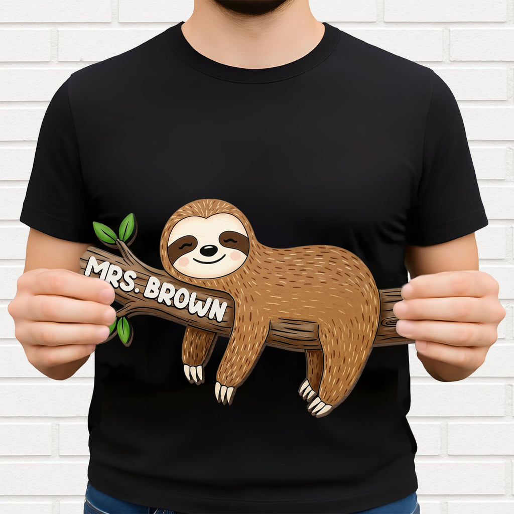 Personalized Sloth Wood Sign Custom Name Gift for Teacher Wood Sign GradoCreations
