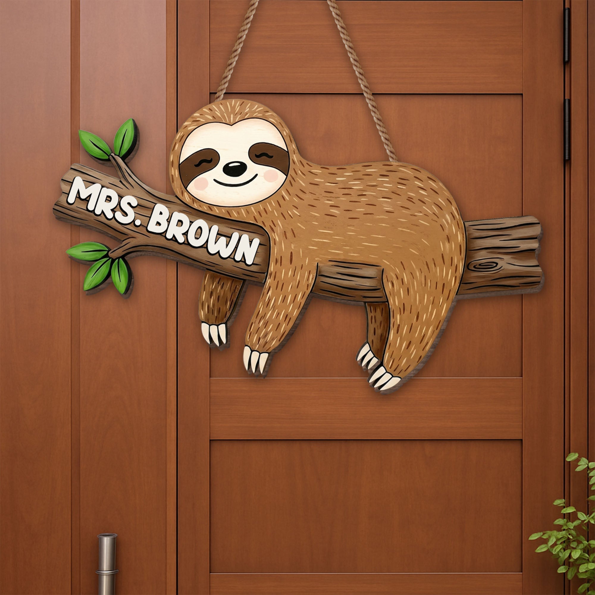 Personalized Sloth Wood Sign Custom Name Gift for Teacher Wood Sign GradoCreations