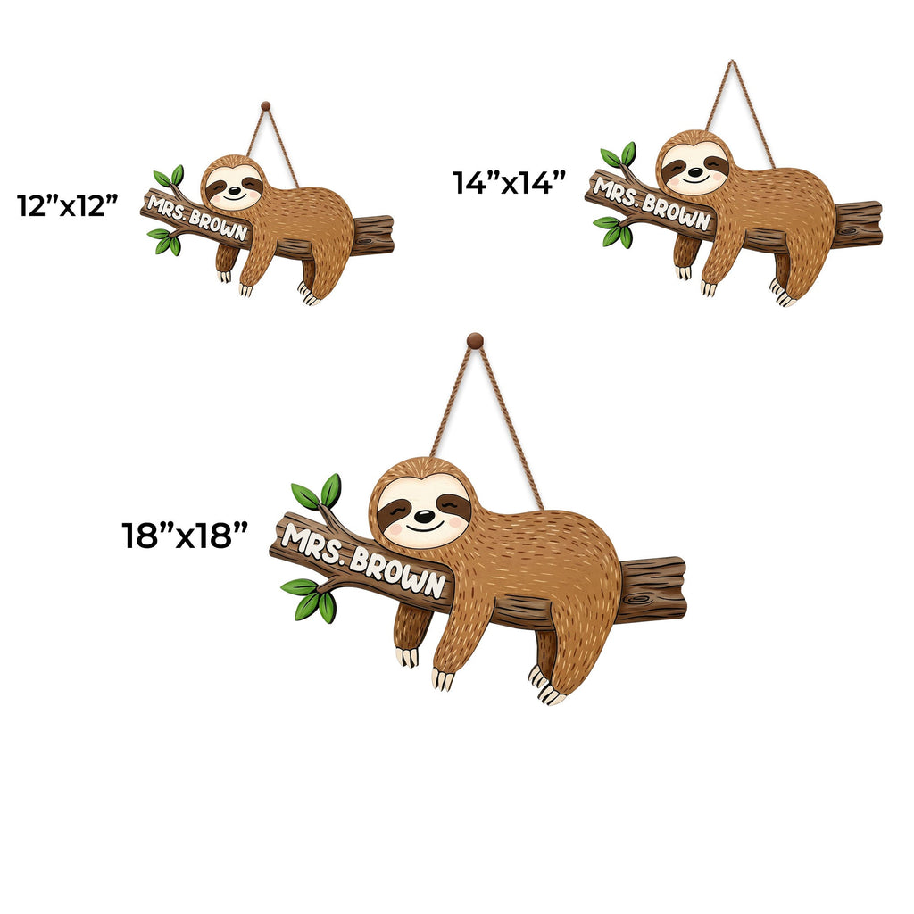 Personalized Sloth Wood Sign Custom Name Gift for Teacher Wood Sign GradoCreations