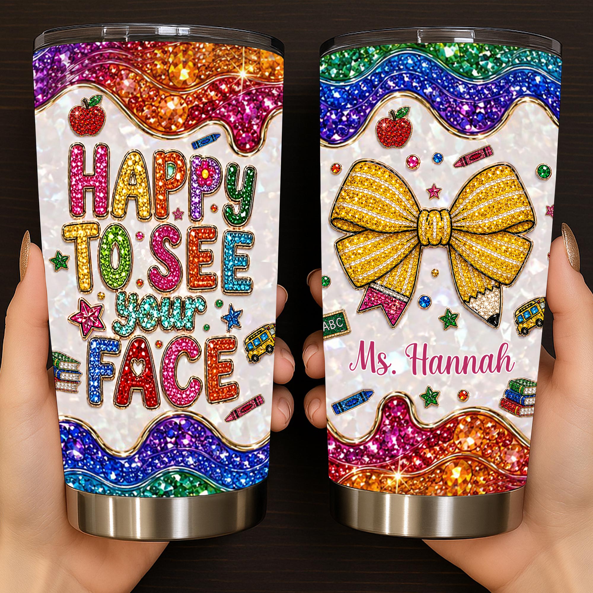 Personalized Stainless Steel Tumbler Custom Teacher Gift 20oz 30oz
