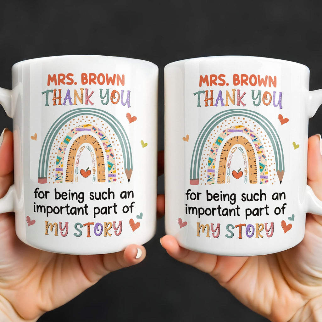 Personalized Rainbow Pencil Coffee Mug Custom Gift for Teacher Edge-to-edge Mug GradoCreations