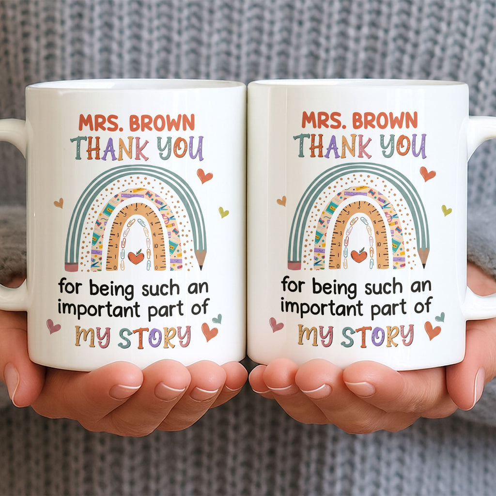 Personalized Rainbow Pencil Coffee Mug Custom Gift for Teacher Edge-to-edge Mug GradoCreations