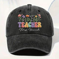 Personalized Washed Denim Cap Custom Teacher Name Gift Washed Denim Cap GradoCreations