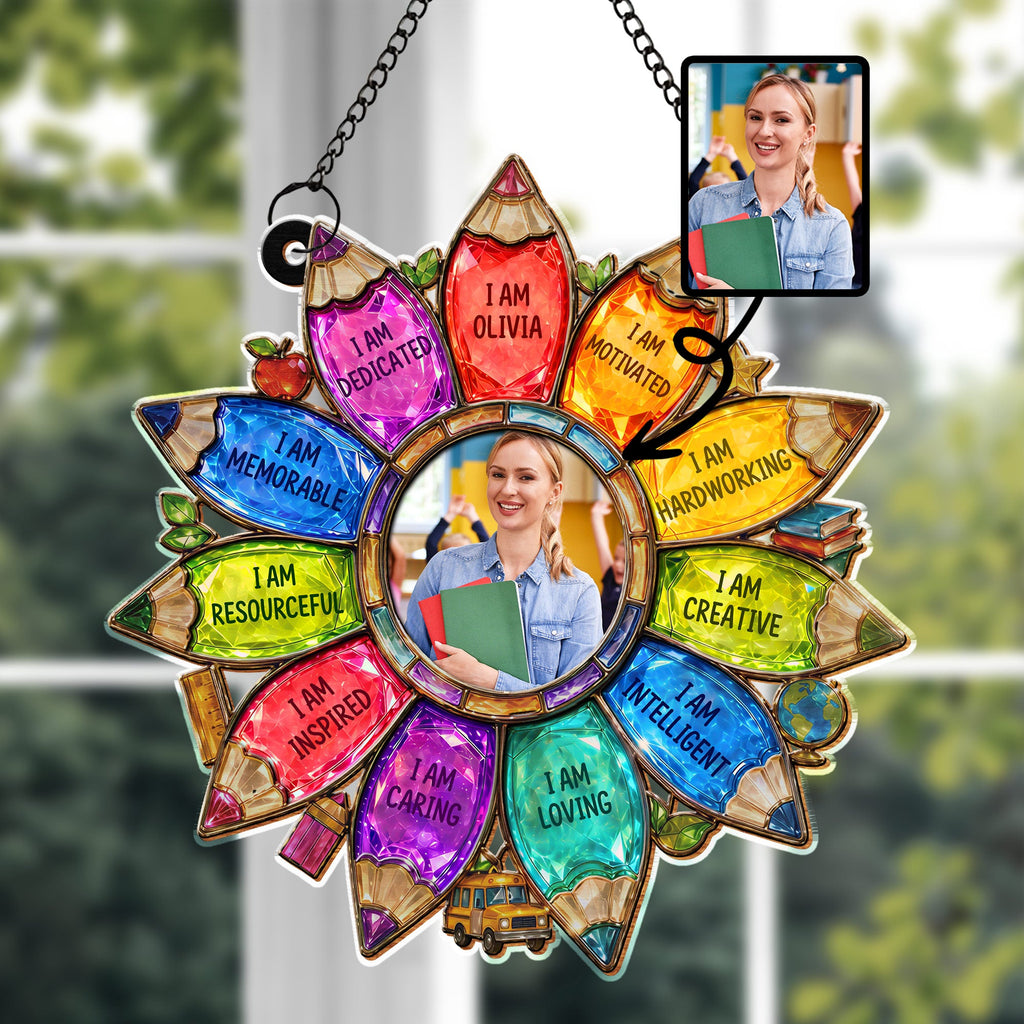 Personalized Teacher Suncatcher Custom Name Affirmation Gift Suncatcher GradoCreations