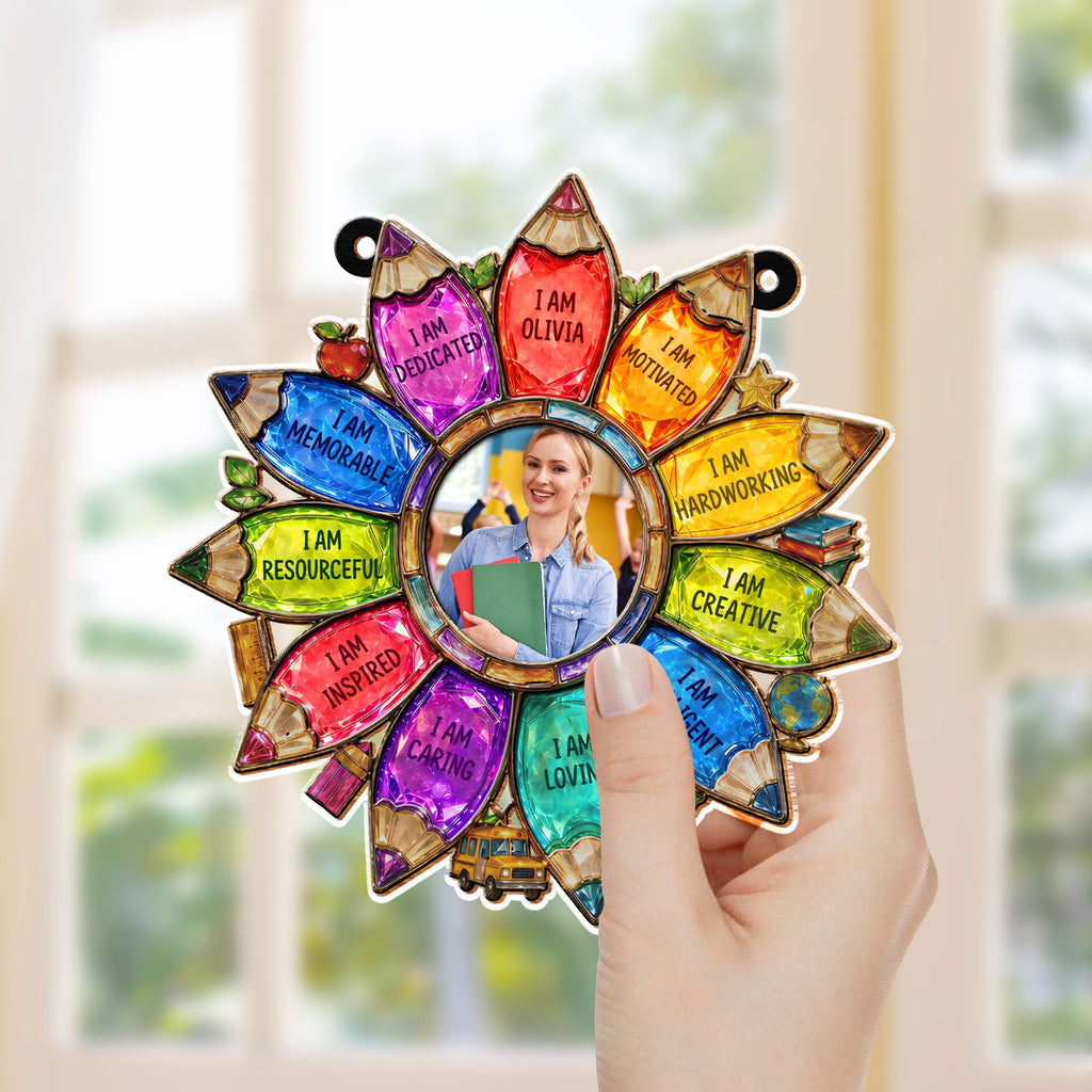 Personalized Teacher Suncatcher Custom Name Affirmation Gift Suncatcher GradoCreations