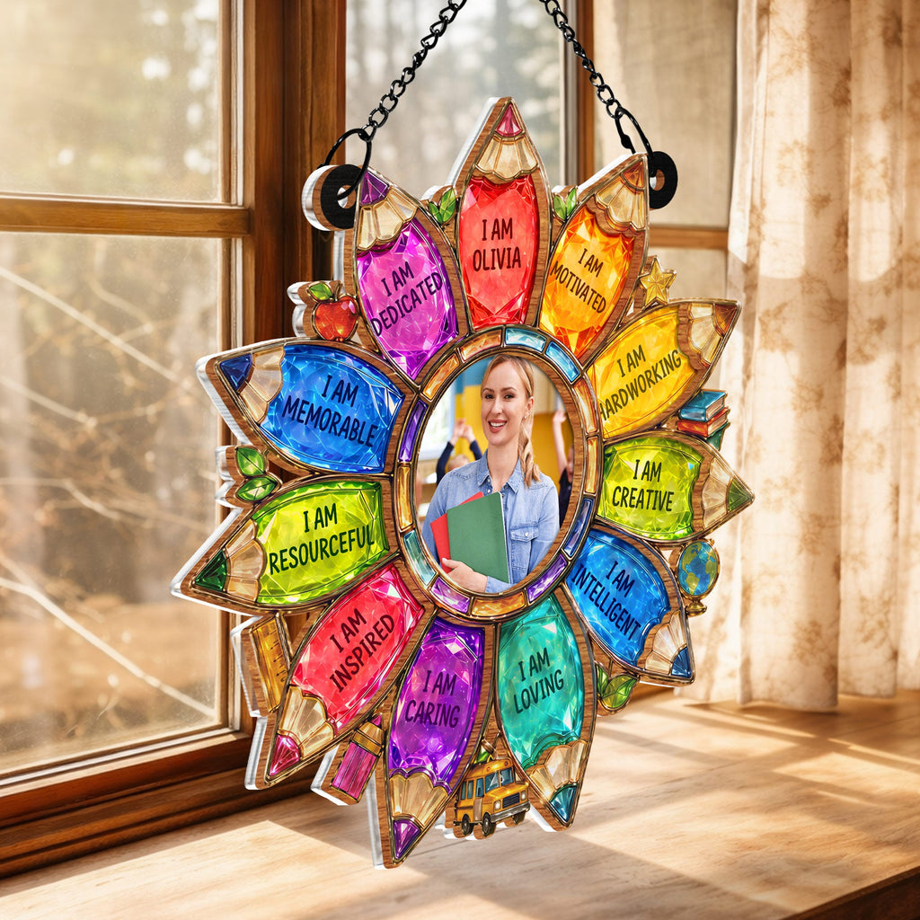 Personalized Teacher Suncatcher Custom Name Affirmation Gift Suncatcher GradoCreations