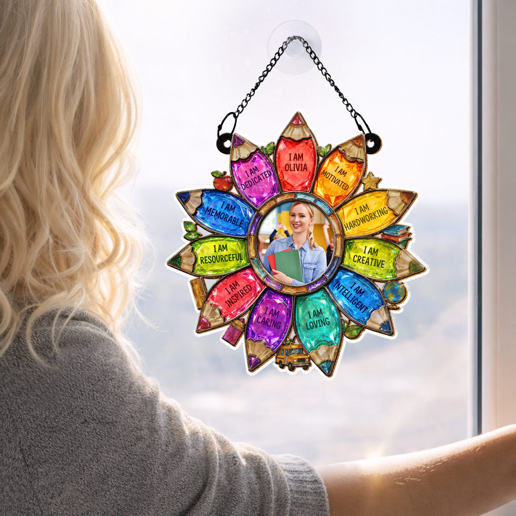 Personalized Teacher Suncatcher Custom Name Affirmation Gift Suncatcher GradoCreations