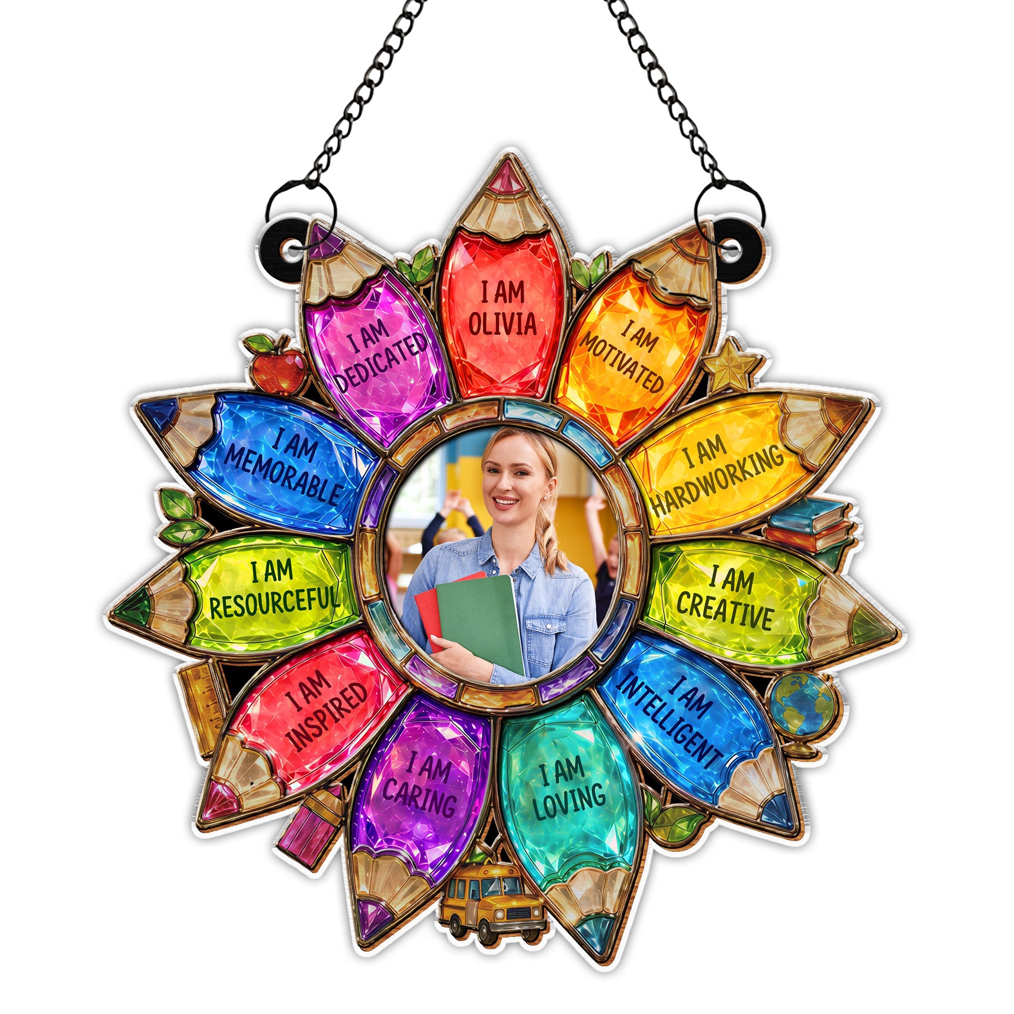 Personalized Teacher Suncatcher Custom Name Affirmation Gift Suncatcher GradoCreations
