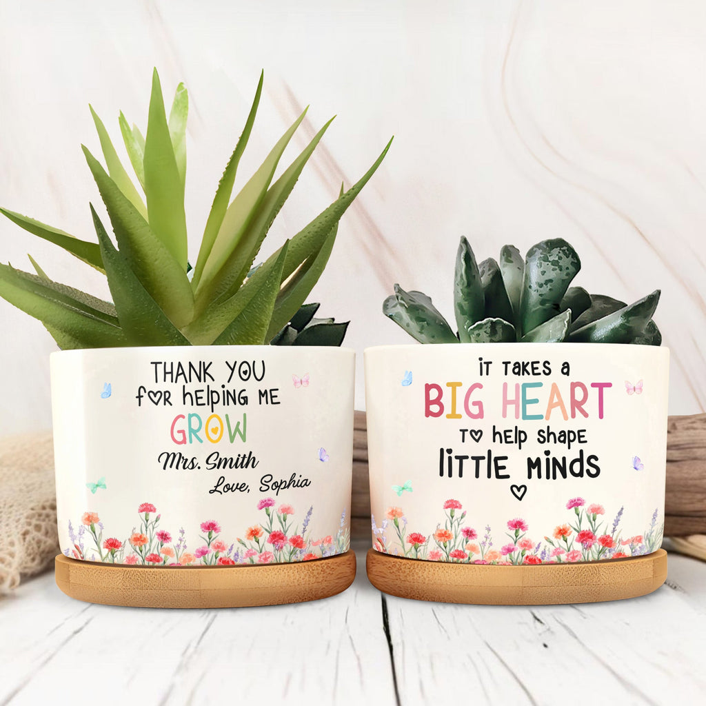 Personalized Ceramic Plant Pot Custom Gift for Teacher Ceramic Plant Pot GradoCreations