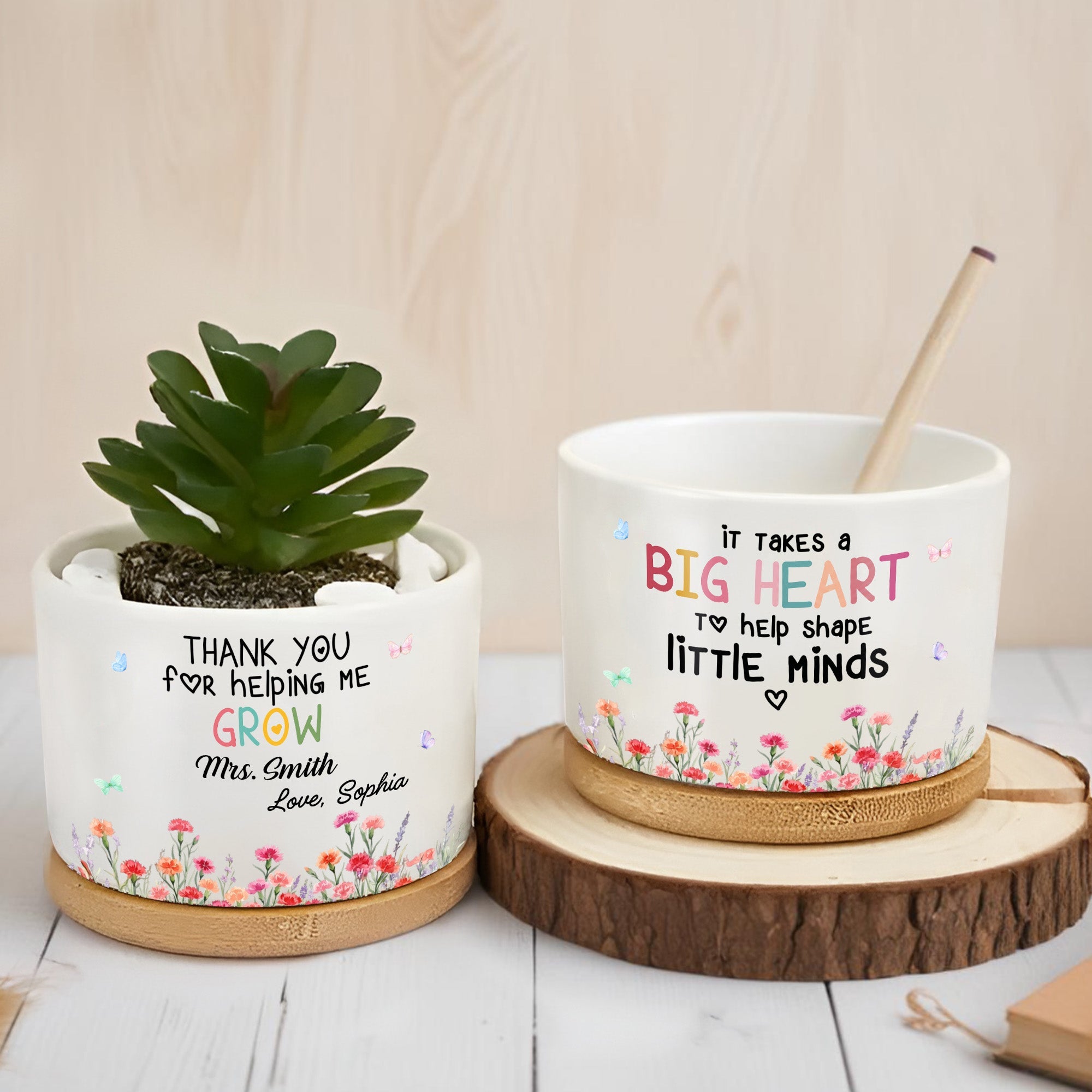Personalized Ceramic Plant Pot Custom Gift for Teacher Ceramic Plant Pot GradoCreations