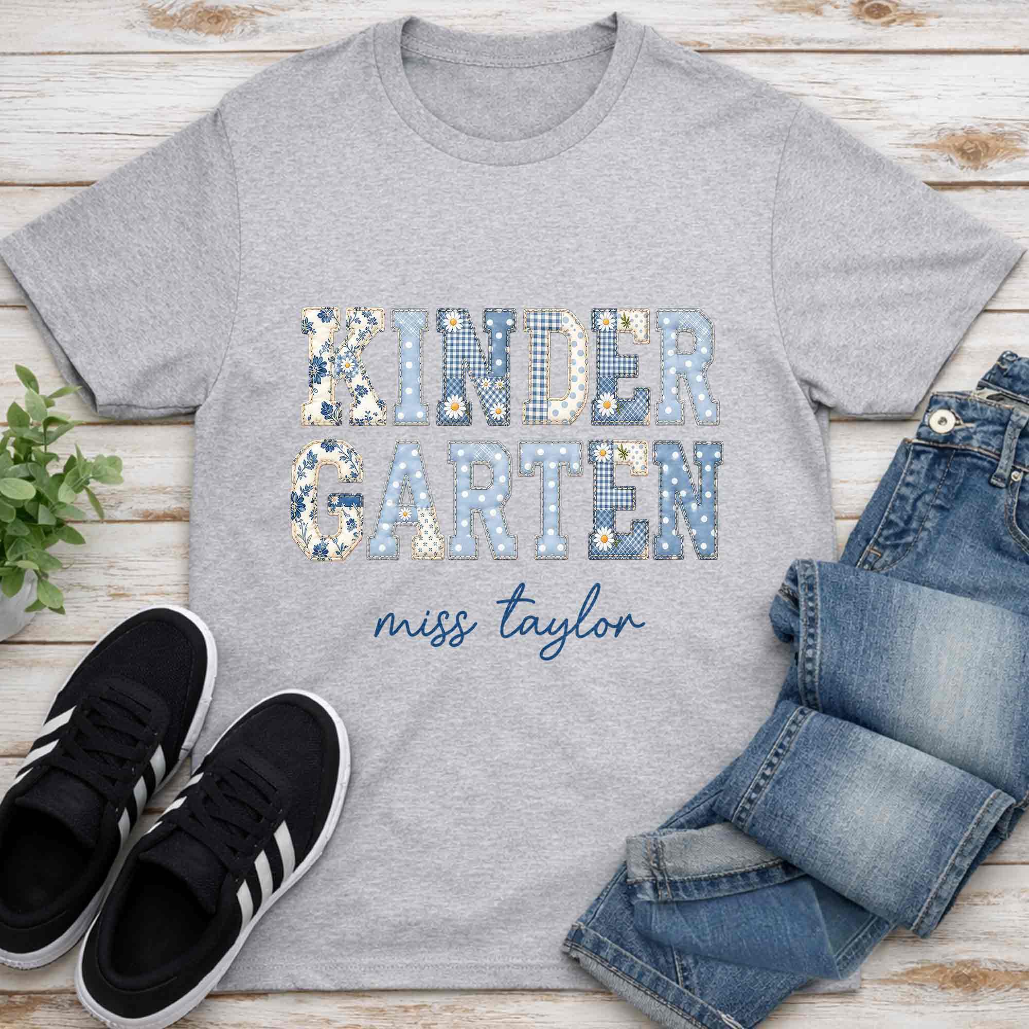 Personalized Patchwork Floral T-shirt & Hoodie for Teachers Shirt GradoCreations