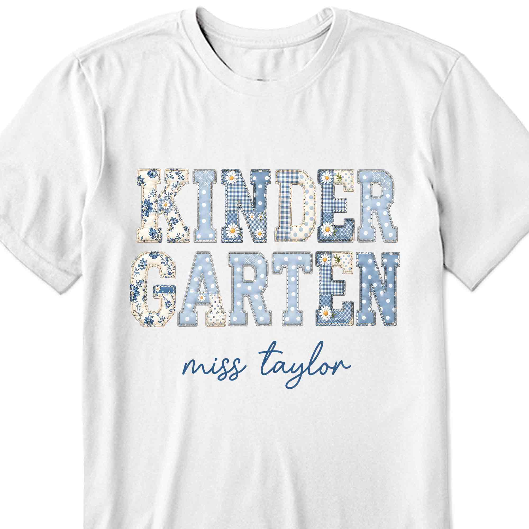 Personalized Patchwork Floral T-shirt & Hoodie for Teachers Shirt GradoCreations