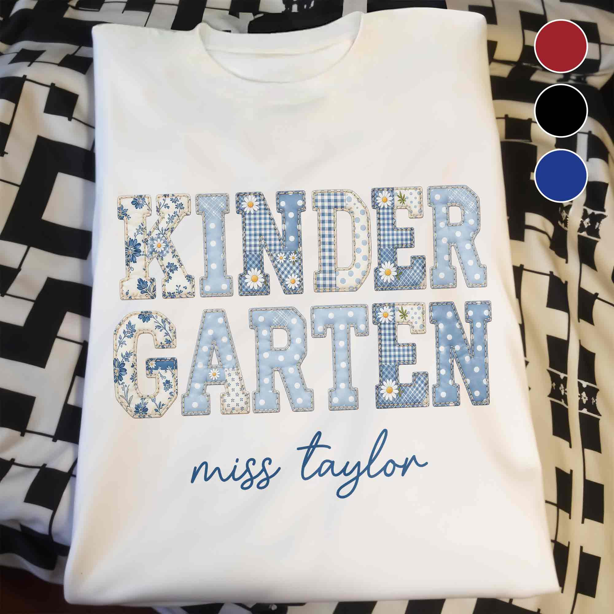 Personalized Patchwork Floral T-shirt & Hoodie for Teachers Shirt GradoCreations