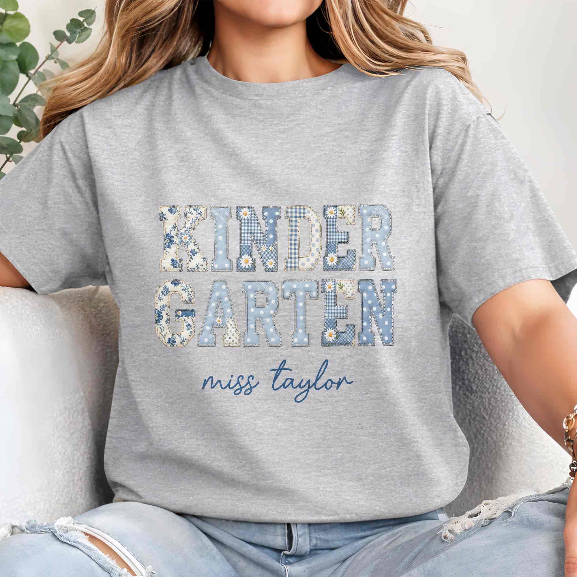 Personalized Patchwork Floral T-shirt & Hoodie for Teachers Shirt GradoCreations