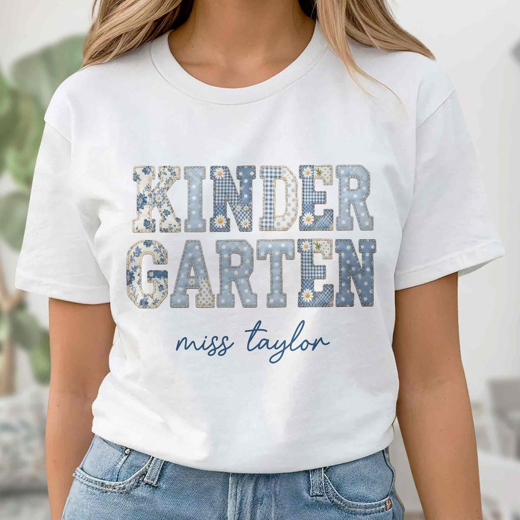 Personalized Patchwork Floral T-shirt & Hoodie for Teachers Shirt GradoCreations