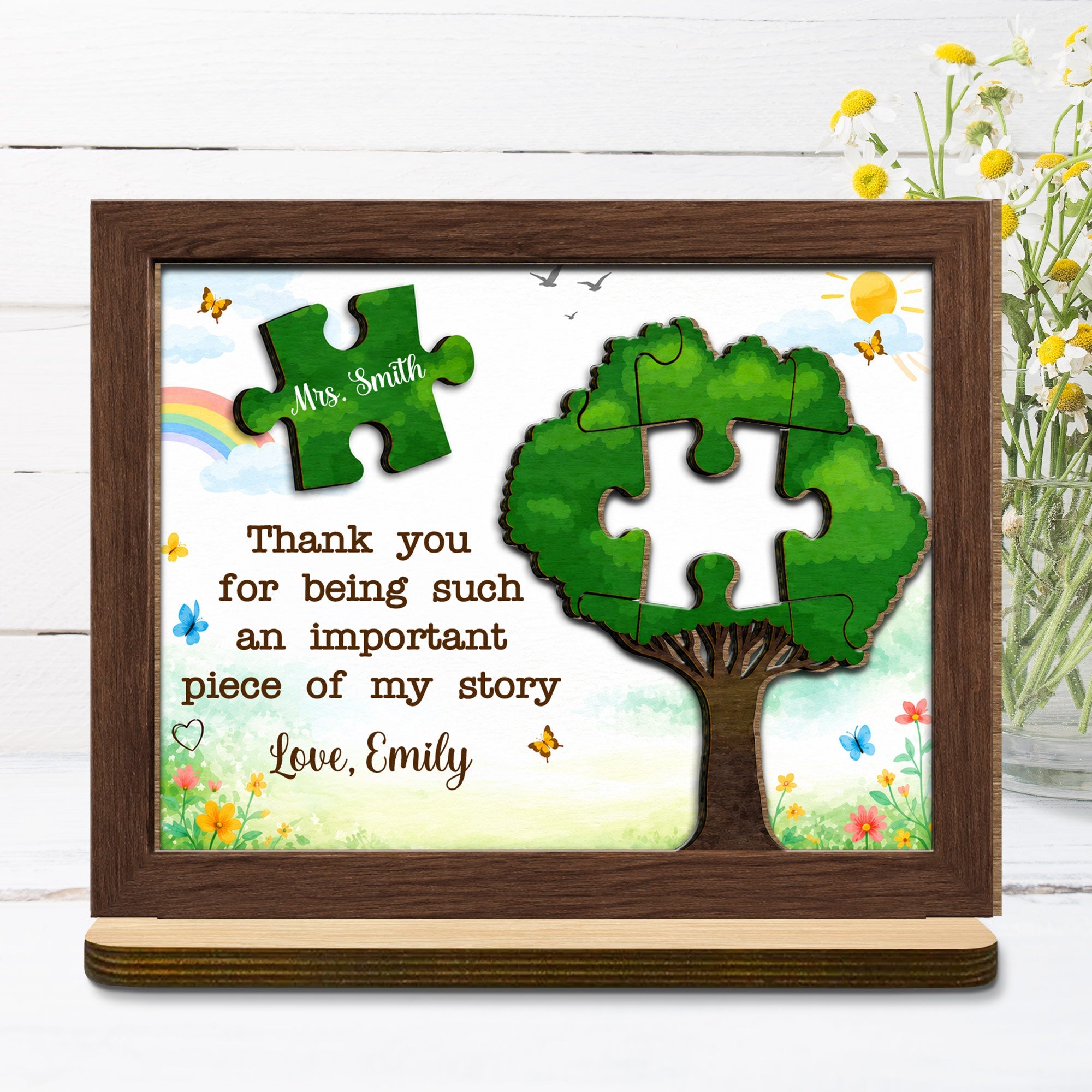 Personalized 2-Layer Wood Plaque Custom Message Gift for Teacher Wood Plaque GradoCreations