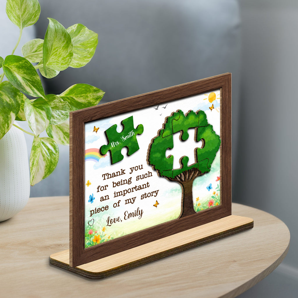 Personalized 2-Layer Wood Plaque Custom Message Gift for Teacher Wood Plaque GradoCreations
