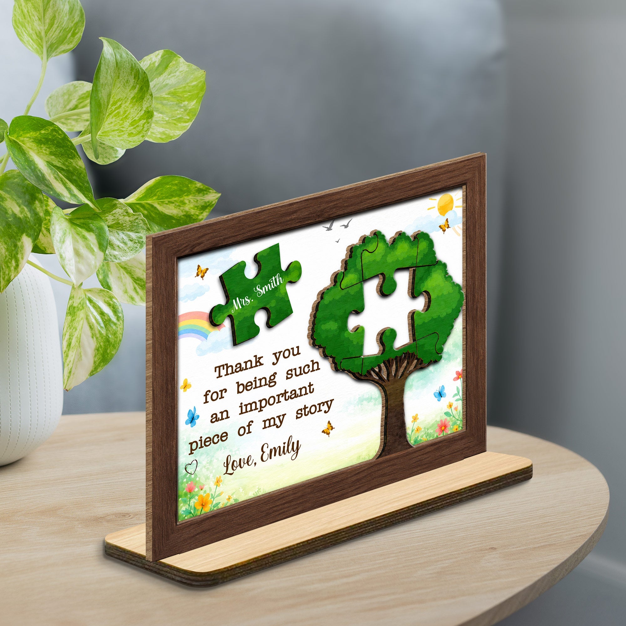 Personalized 2-Layer Wood Plaque Custom Message Gift for Teacher Wood Plaque GradoCreations